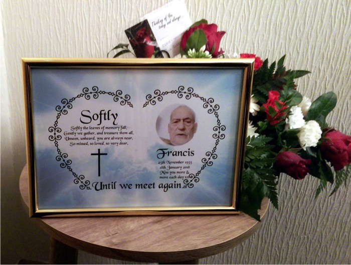 Funeral Photo and Poem Memorial A4 Print With Persons Name Funeral Photo and Poem Memorial A4 Print With Persons Name